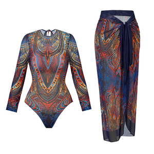 2026 Long Sleeve <b>Sheer</b> Sun Protection One Piece Set Swimsuit Women Sexy Rash Guard Swimwear <b>Bodysuit</b> Sports Swimwear Beach Top - Product Image 5