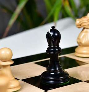 ชุดหมากรุกวินเทจ Nimzovich Staunton ตัวหมากรุกทำจากไม้มะเกลือและไม้บ็อกซ์วูด ขนาด 3.75 นิ้ว พร้อมตราประทับด้านข้างของกษัตริย์ ราคาถูก - Product Image 4