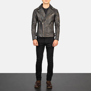 Veste en cuir PU décontractée pour homme, automne-hiver, fermeture éclair, manches longues, veste de moto tendance pour homme - Product Image 1