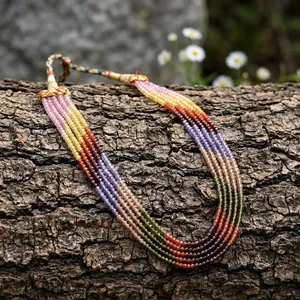 Multi Color CZ Beads 5 Layer <b>Necklace</b> Gold Plated <b>Layered</b> Statement Jewelry for Women Indian Wedding Party <b>Fashion</b> Jewelry - Product Image 5