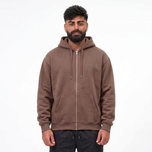 Heavyweight Thick Full Zip Fleece Hoodie Dense Pile Streetwear <b>Sweatshirt</b> Blank Solid Color Cotton Fleece <b>Work</b> Layer - Product Image 1