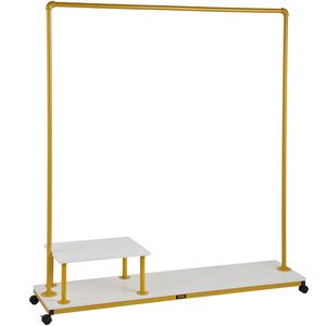 Appendiabiti con 4 Ruote Girevoli, Robusto, 150x36x160 cm, con Ripiano Inferiore e Supporto Laterale per Esposizione - Product Image 1