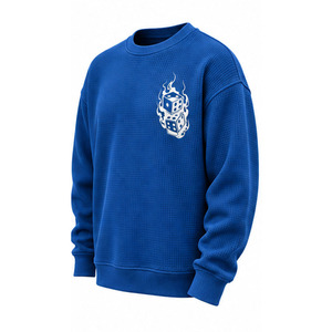 Sudadera de punto gofrado para hombre, cuello redondo, texturizada, manga larga, informal, térmica, jersey, fabricante OEM de ropa deportiva personalizada - Product Image 3