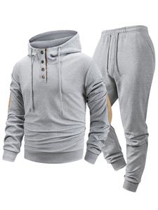 Ensemble de survêtement décontracté pour homme automne-hiver, jogging en plein air, sweat-shirt et pantalon 2 pièces avec capuche - Product Image 2