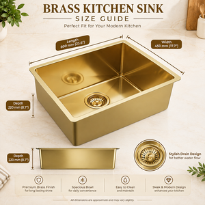 Fregadero de cocina rectangular profundo de latón personalizado, acabado en oro satinado, de un solo tazón, para empotrar, de alta resistencia, equipo de cocina para hoteles - Product Image 2