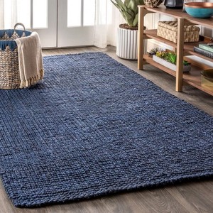Tapis en jute tissé à la main, couleur unie, rectangulaire, style moderne, à poils plats, épaisseur fine, nettoyage facile, adapté aux animaux domestiques et aux enfants, pour salon - Product Image 5