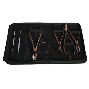 Complete Hair Extension Tools <b>Set</b> Pliers Micro Bead Remover Flat <b>Crimping</b> Pulling Hook Loop Tools Tail Comb Finger Scissors - Product Image 1