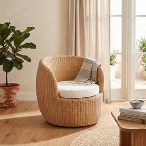 Fauteuil Grenoble en rotin avec structure Subaliu, tressage Pitrit, coussin en tissu SR 10 Stone, mobilier d'extérieur haut de gamme - Product Image 4