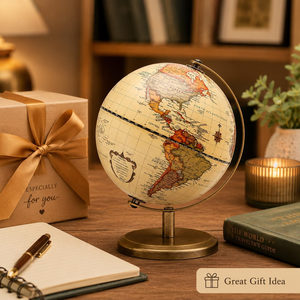 Globe terrestre vintage avec support en laiton, modèle éducatif classique pour le bureau, la bibliothèque, la salle d'étude, la décoration de voyage - Product Image 4