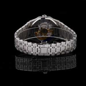 Black Ocean Jewels A.P. Reloj de Pulsera de Cuarzo Japonés de Acero Inoxidable de 41 mm para Hombre, Reloj Hip Hop con Incrustaciones de Diamantes Moissanite Baguette - Product Image 3