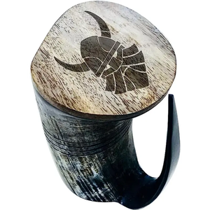 Jarra Vikinga de Cuerno de Búfalo Genuino de Alta Calidad, Taza de Cerveza Estilo Bohemio con Asa, Ecológica y Personalizable - Product Image 6