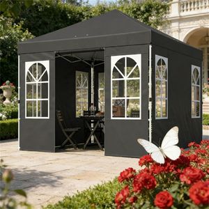 Tettoia Antipioggia e Riparo per Auto Grigio Scuro per Campeggio, Design Portatile da Gazebo - Product Image 1