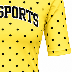 Yellow Polka Dot Women <b>Mock</b> <b>Neck</b> Short Sleeve T Shirt Slim Fit Printed Casual Stretch <b>Top</b> Fashion Summer Wear Wholesale Custom - Product Image 5