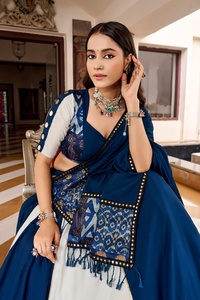 Lehenga de rayón de diseñador adornado con diseño estampado, detalles de espejo y encaje Gotta Patti, colección especial Navratri. - Product Image 3
