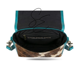 Turquoise Tooled Leather Crossbody <b>Bag</b> Cowhide Panel Western Cowgirl Shoulder Purse <b>Boho</b> Handbag Women - Product Image 5