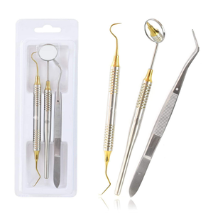 Juego de Exploración Dental Manual de Acero Inoxidable de 3 Piezas: Espejo, Explorador y Pinzas con Agarre Ergonómico - Product Image 2