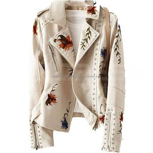 Cuello vuelto Original Moto Biker prendas de vestir exteriores tachonado negro motocicleta cuero Real invierno calentado teñido de alta calidad para mujer - Product Image 1