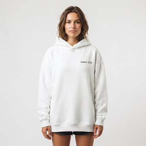 Wholesale Women's <b>Oversized</b> <b>Hoodie</b> Solid <b>White</b> Color Breathable Drop Shoulder Pullover Custom Casual Clothing - Product Image 5