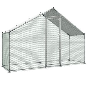 Grande Pollaio in Metallo 9.8 X 3.3 X 6.6 ft Impermeabile con Area di Recinzione e Tetto a Punta per Pollame - Product Image 2