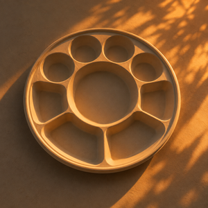 Plateau alimentaire rond de qualité supérieure à 9 compartiments pour buffet d'hôtel et service de restaurant, idéal pour les collations, le déjeuner, le dîner et les réceptions - Product Image 1