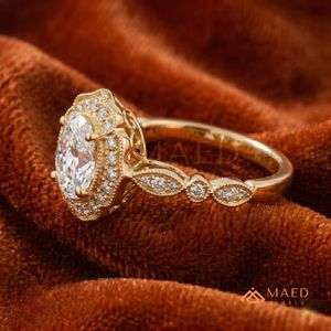 Bague de luxe en moissanite taille radiant pour femme, bijou de fiançailles doré, cadeau USA - Product Image 5