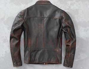Veste en cuir marron pour homme de haute qualité pour usage décontracté - Product Image 4