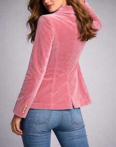 Blazer vintage en velours marron pour femme, modèle classique et cintré - Product Image 3