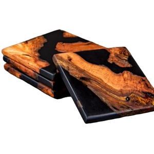 จานรองแก้วไม้ธรรมชาติสำหรับตกแต่งบ้านพร้อมเรซินน้ำผลไม้สำหรับชาและกาแฟและแผ่นรอง - Product Image 1