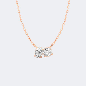 Collier pendentif Toi et Moi serti de pierres ovales rondes 1.00CTW - Product Image 3