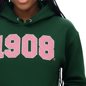 Sudadera con Capucha AKA Forest Green 1908, Números Deportivos Rosas, Sudadera de Forro Polar Unisex, Ropa de Hermandad Griega, OEM ODM - Product Image 6