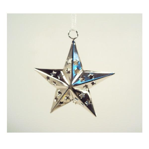 Embossed Design Nickel Finished Metal Hanging Star Ornaments For Home Christmas X Mas <b>Tree</b> Decorative Hanging Ornaments - Product Image 4