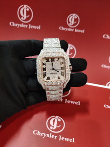 Lujo superventas fabricante buen precio VVS Iced Moissanite diamante regalo relojes Acero inoxidable India mayorista - Product Image 6