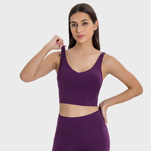 Soutien-gorge de sport long sans couture pour femme, dos nu, col rond, bretelles spaghetti en dentelle, maintien moyen, respirant, pour le yoga et les activités sportives OE - Product Image 5