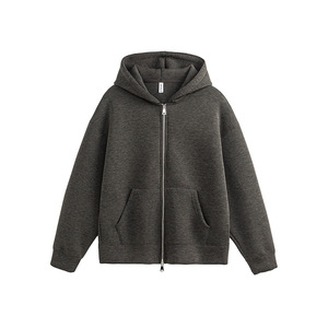 Sudadera Unisex Gris con Capucha y Cierre, Corte Regular, Felpa de Algodón, Transpirable, con Bolsillo, Ropa Casual de Invierno, 300g - Product Image 4