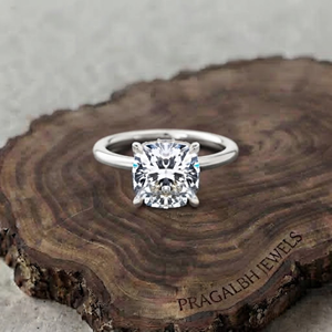 Anillo de Compromiso con Diamante Cultivado en Laboratorio, Corte Cojín, Halo Oculto, Solitario, Anillo de Oro Elegante, Anillo de Novia de Lujo, Anillo de Propuesta - Product Image 3