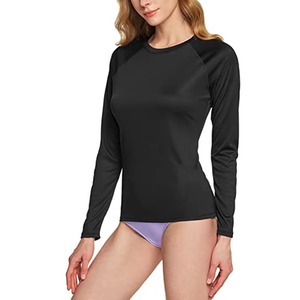 เสื้อแรชการ์ดแขนยาวสำหรับผู้หญิง ป้องกันรังสียูวี แขนยาวเต็มตัว สีพื้น ผ้าโพลีเอสเตอร์ สีขาว สีดำ - Product Image 5