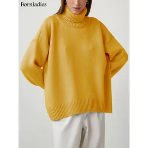 Bornladies femmes pull à col roulé Chic automne hiver épais chaud pull surdimensionné décontracté ample tricoté pull pull haut pour - Product Image 1