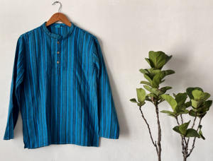 เสื้อยืดยาวของผู้ชายสำหรับใส่ไปงานแต่งงานเสื้อผ้าพื้นเมืองโยคะและนั่งสมาธิแบบเคอร์ตาเลสแบบดั้งเดิมทำจากผ้าฝ้าย - Product Image 5