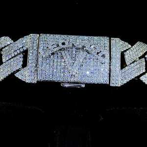Cadena Cubana de Plata 925 de Alta Calidad de 22mm con Moissanita VVS, Collar Hip Hop Cristiano Miami para Hombre, Joyería Bling para Raperos - Product Image 2