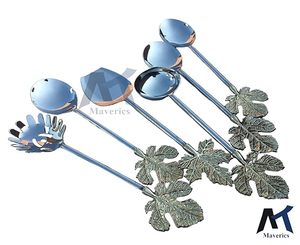 Juego de Cucharas para Servir con Acabado Espejo, Mango Largo, Plateadas, Diseño Clásico, Cucharas Metálicas para Uso en la Cocina - Product Image 5