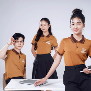 Conjunto de Uniforme Personalizable para Personal Promocional: Camiseta Polo y Delantal de Poliéster Tejido para Cafetería, Restaurante, Panadería, Ropa de Trabajo 4SU - Product Image 3