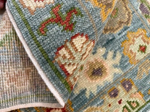Tapis en laine vintage classique Oushak, tufté à la main, à poils ras, avec envers en latex, taille personnalisée, couleur unie pastel douce, antidérapant pour sol domestique - Product Image 3