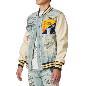 Custom Winter Wool Varsity Leather Sleeve <b>Jacket</b> Men High Street Style Letter <b>Heated</b> Windproof Anti-Bacterial For Men's - Product Image 1