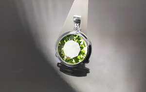 Collier pendentif rond en argent sterling, pierre de péridot vert foncé, bijoux fantaisie, cadeau pour femme - Product Image 2
