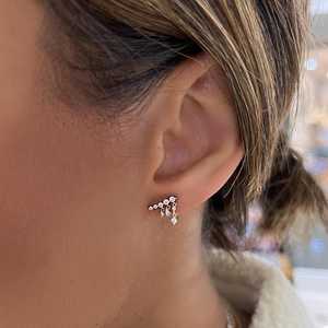 Diamond Ear Climber 14K 18K Solid Gold Round Cut Lab Grown Minimalist Everyday Wear Elegant Modern Push <b>Back</b> Jewelry Manufacture - Product Image 2