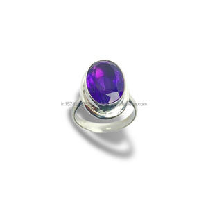 Natural Amethyst Gemstone 925 Sterling <b>Silver</b> <b>Ring</b> Classic Style Oval Cut for Women and <b>Men</b> for <b>Wedding</b> Party and Anniversary - Product Image 2