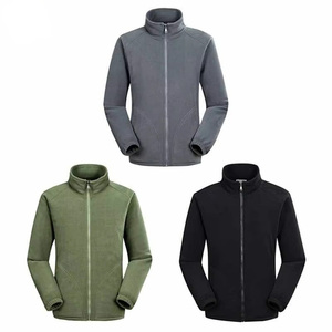 Custom Polar Fleece <b>Jacket</b> Men Grey Olive Green Black Stand Collar Full <b>Zip</b> <b>Up</b> Outdoor Thermal Warm Soft Fleece Coat - Product Image 6