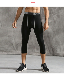 <b>Men</b> Full Length <b>Compression</b> <b>Leggings</b> Solid Color Blue Black Spandex Nylon Elastic Waistband - Product Image 4