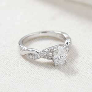 Oval Cut Moissanite Engagement <b>Ring</b> 925 Sterling <b>Silver</b> Infinity Bridal Band Twisted Pave <b>Wedding</b> <b>Ring</b> for <b>Women</b> Party Gift - Product Image 2