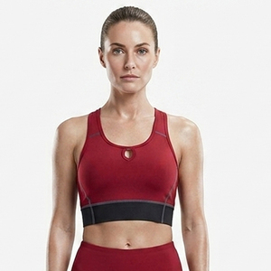 Customized Sportswear Compression Crop Top Women's Scoop Neck Racerback Cropped Tank Top Breathable Gym Trainer Sports <b>Bra</b> - Product Image 2